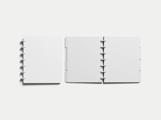 Blank White Planners book 3D Mockup Render in Open and Close View