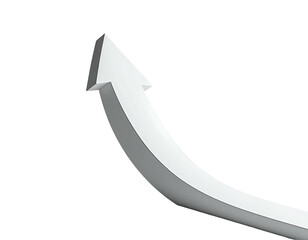A white 3D arrow curves upward on a black background, indicating growth
