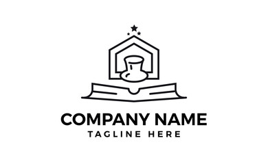 Negative space house with hat magician tie moustache simple creative geometr