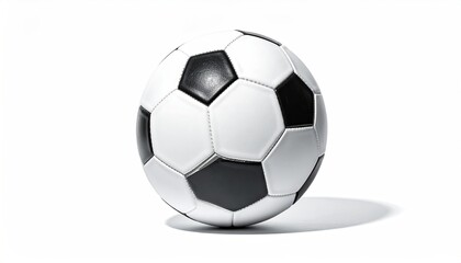 Fototapeta premium Classic soccer ball, black and white panels on clear background