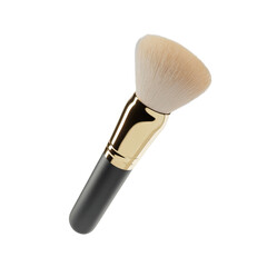 single fluffy makeup brush with a golden ferrule and black handle
