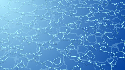 stylized overhead view of clear, cool blue water with intricate, flowing light reflections creating an artistic ripple texture