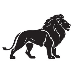 Black silhouette of a majestic lion standing animal