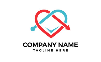 Heart arrow logo vector icon illustration