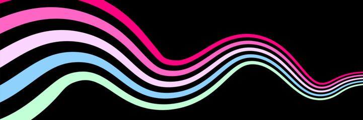 Vintage retro style vector lines, rainbow wavy stripes