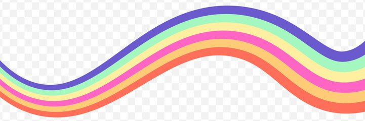 Vintage retro style vector lines, rainbow wavy stripes