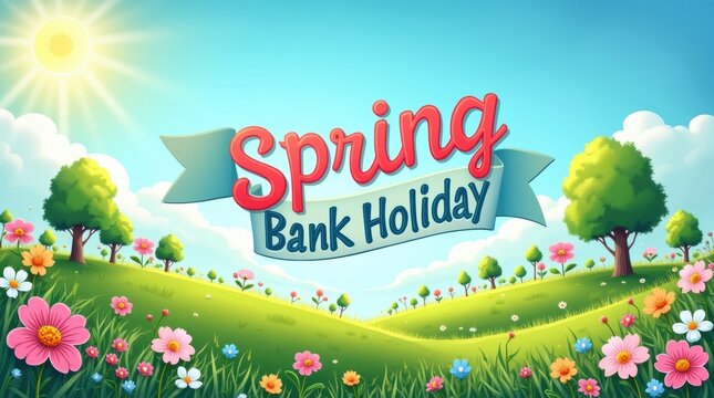 Bright spring bank holiday celebration with flowers and sunshine