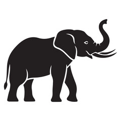 Obraz premium Elephant silhouette with trunk raised animal wild animal