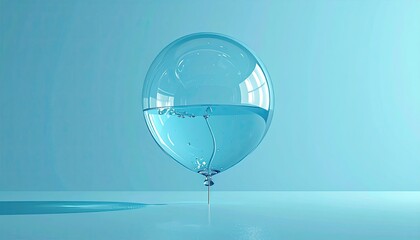 Balloon-shaped water, surreal, still, on a smooth surface
