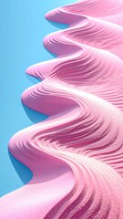 Pink undulating surface against light blue background