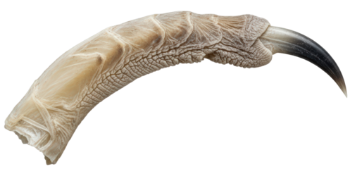 Close Up Of A Bird Of Prey Talon With Textured Skin And Sharp Black Claw Isolated On Transparent Background	