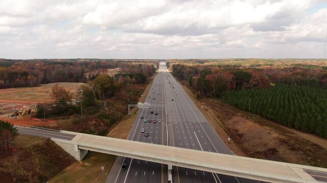 Complex Turbine Interchange and Highway System in North Carolina, Aerial View
