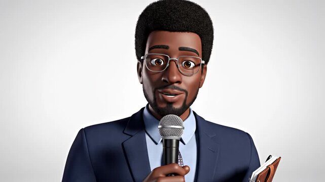 Animated Speaker A 3D Character Delivering a Speech with Enthusiasm.