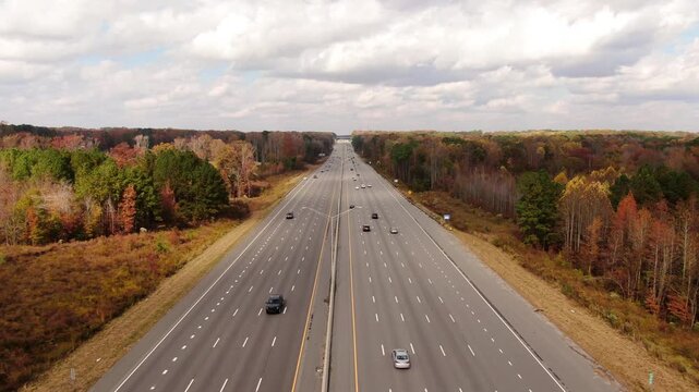 Complex Turbine Interchange and Highway System in North Carolina, Aerial View