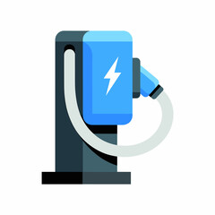 Flat Illustration of a Charging Post for Eco Cars