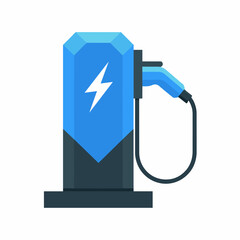 Contemporary Flat Illustration of a Vehicle Power Station