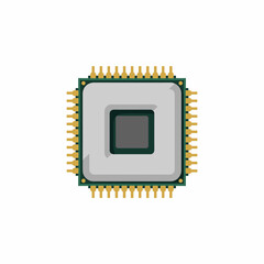 Simple Flat Illustration of a CPU Component