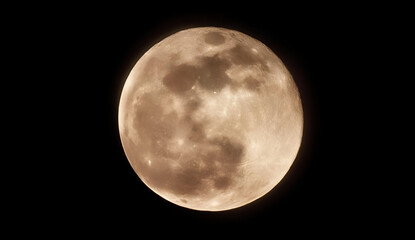 Glowing full moon illuminating the night sky, creating a serene and magical atmosphere for all to enjoy.