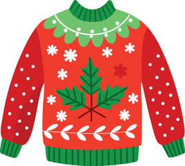 Cozy winter clothing with Christmas hat scarf and gloves on grey knitted background