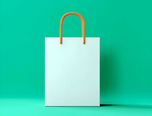 Minimalist shopping bag on a vibrant green background, perfect for showcasing product branding or designs.