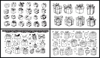 Gift Box Illustration, Present Vector Drawing, Holiday Gift Artwork, Hand Drawn Present Design, Minimal Gift Line Art, Elegant Packaging Illustration, Christmas Gift Vector, Decorative Box Artwork, Bi