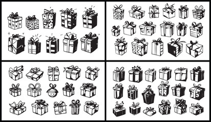 Gift Box Illustration, Present Vector Drawing, Holiday Gift Artwork, Hand Drawn Present Design, Minimal Gift Line Art, Elegant Packaging Illustration, Christmas Gift Vector, Decorative Box Artwork, Bi