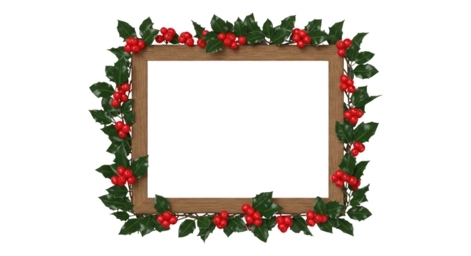Seasonal Christmas Frame with Space for Text or Image Isolated on Transparent PNG Background. - Powered by Adobe