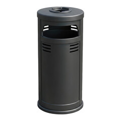 Urban Environment Trash Can for Public Spaces and Parks, Cut Out, Clipping Path, Isolated on a Transparent PNG Background.