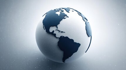 A stylized modern 3d rendering of planet earth with focus on the americas continents against a soft gradient background