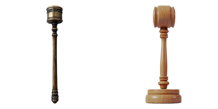 Wooden mallets and gavel on display. Perfect for law and order themed projects