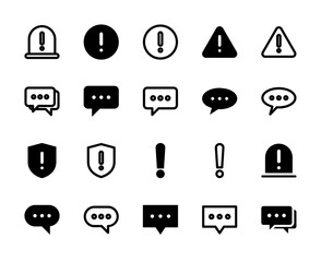 20 Warning and Message Icons Line and Solid style for User Feedback