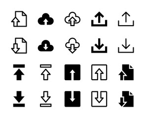 20 Upload and Download Icons Line and Solid style for App Navigation
