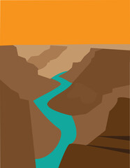 A vector art of the Grand Canyon of the Colorado River in America. 