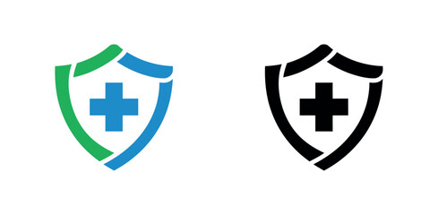 Fototapeta premium A shield with a medical cross symbolizes health insurance and protection against illness.