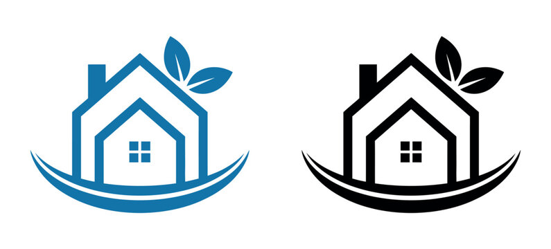 A stylized graphic logo of a house with leaves and a crescent shape, representing eco-friendly living.