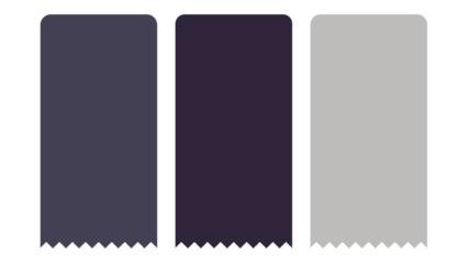 Three monochromatic fabrics with varied hues stand on a dark background surface.
