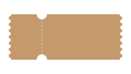 Isolated tan ticket with perforated edge against black background conveys opportunity.