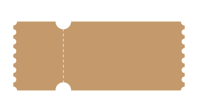 Isolated tan ticket with perforated edge against black background conveys opportunity.