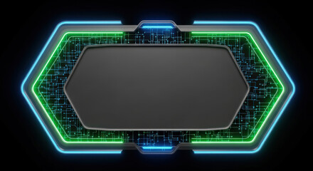 Futuristic digital interface with glowing neon accents, showcasing technology and innovation