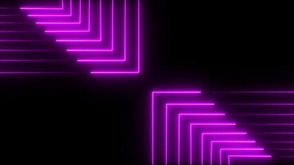 Neon glowing laser lines, abstract technology background.  Neon lights blinking lines moving animation Abstract glowing rainbow color neon lines . 