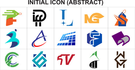 Abstract modern initial logo design vector, creative letter monogram symbol for business branding, minimal geometric style corporate identity template, professional alphabet logo concept illustration.