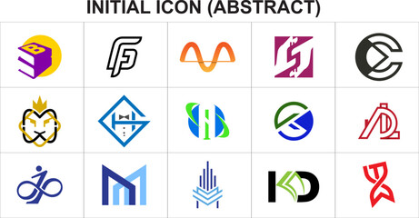 Abstract modern initial logo design vector, creative letter monogram symbol for business branding, minimal geometric style corporate identity template, professional alphabet logo concept illustration.