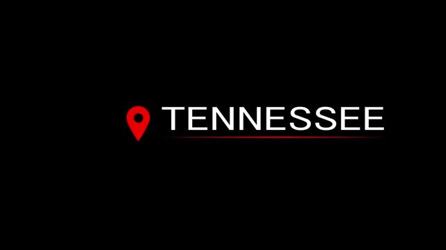 TENNESSEE Location Animation | GPS Map Pin Tracking Icon 4K with Alpha Channel , Animated TENNESSEE Map Marker | GPS Tracking Location Pin Transparent Background