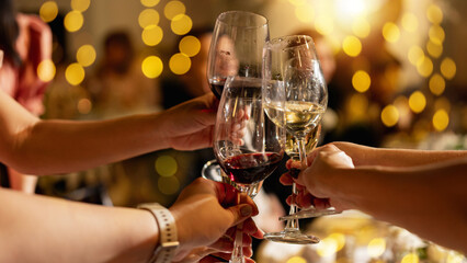 Celebration with Friends and Clinking Glasses.