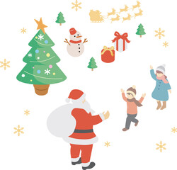 Merry Christmas! Isometric Winter Decoration Elements