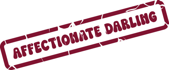 Retro Grunge Affectionate Darling Rubber Stamp Mark for Endearment and Relationships