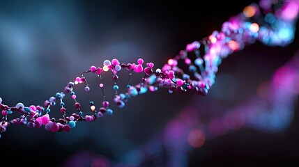 Colorful Abstract Representation of DNA Structure in Dark Background