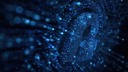 A secure digital lock evolving in a network of data points representing cybersecurity and protection.