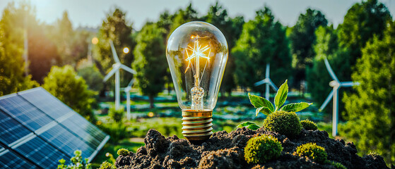 Renewable, Green energy and saving energy efficiency. sustainable energy sources, clean and eco friendly	