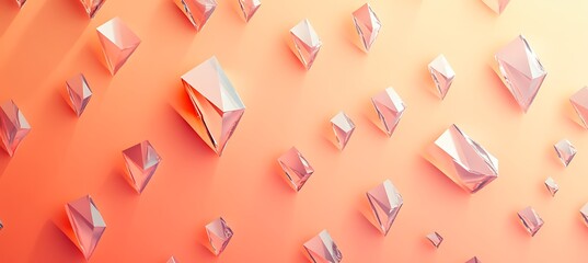 Abstract geometric background with crystal shapes and warm color palette creates a modern and stylish look empty template ideal for personalized use